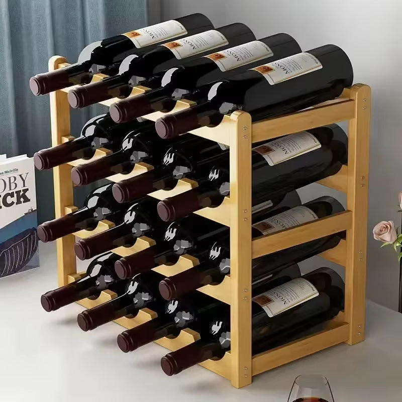 Red Winerack Decoration Household Grid Wine Display Rack Table Creative Winebottle Rack Simple Wine Cabinet Assemble Storagerack
