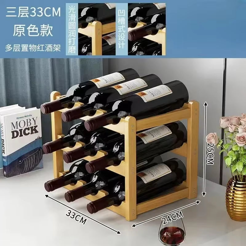 Red Winerack Decoration Household Grid Wine Display Rack Table Creative Winebottle Rack Simple Wine Cabinet Assemble Storagerack