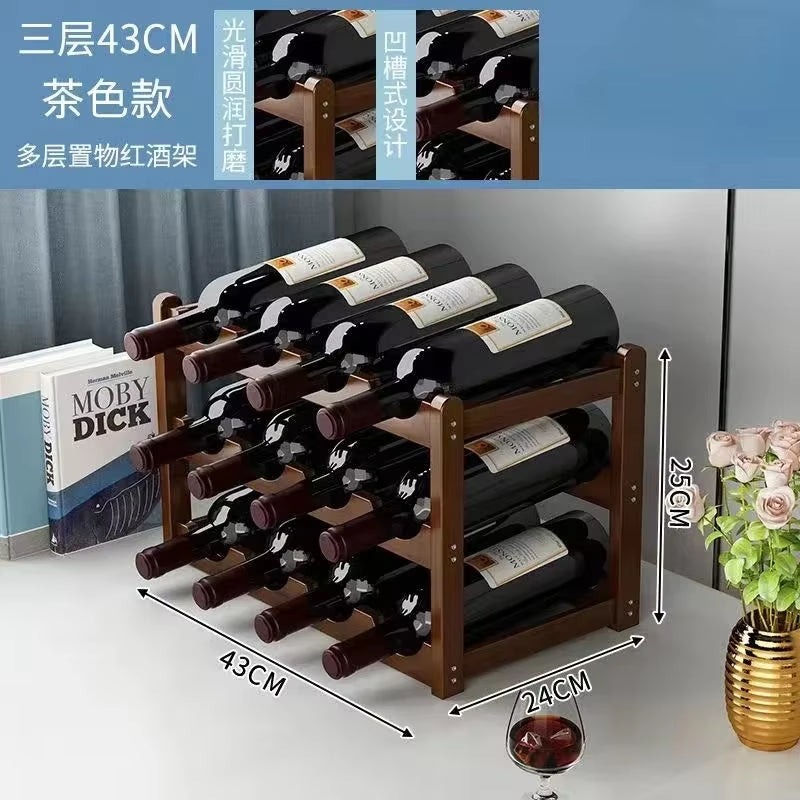Red Winerack Decoration Household Grid Wine Display Rack Table Creative Winebottle Rack Simple Wine Cabinet Assemble Storagerack