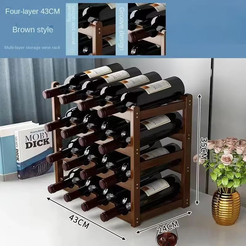Red Winerack Decoration Household Grid Wine Display Rack Table Creative Winebottle Rack Simple Wine Cabinet Assemble Storagerack