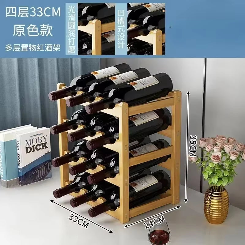 Red Winerack Decoration Household Grid Wine Display Rack Table Creative Winebottle Rack Simple Wine Cabinet Assemble Storagerack