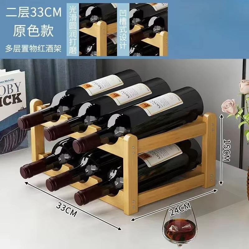 Red Winerack Decoration Household Grid Wine Display Rack Table Creative Winebottle Rack Simple Wine Cabinet Assemble Storagerack