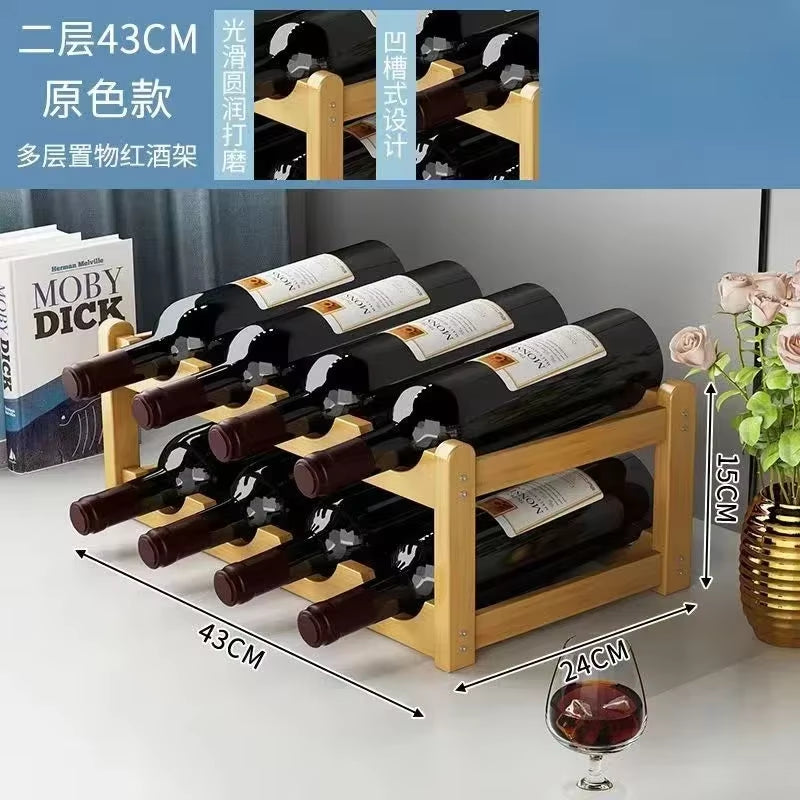 Red Winerack Decoration Household Grid Wine Display Rack Table Creative Winebottle Rack Simple Wine Cabinet Assemble Storagerack
