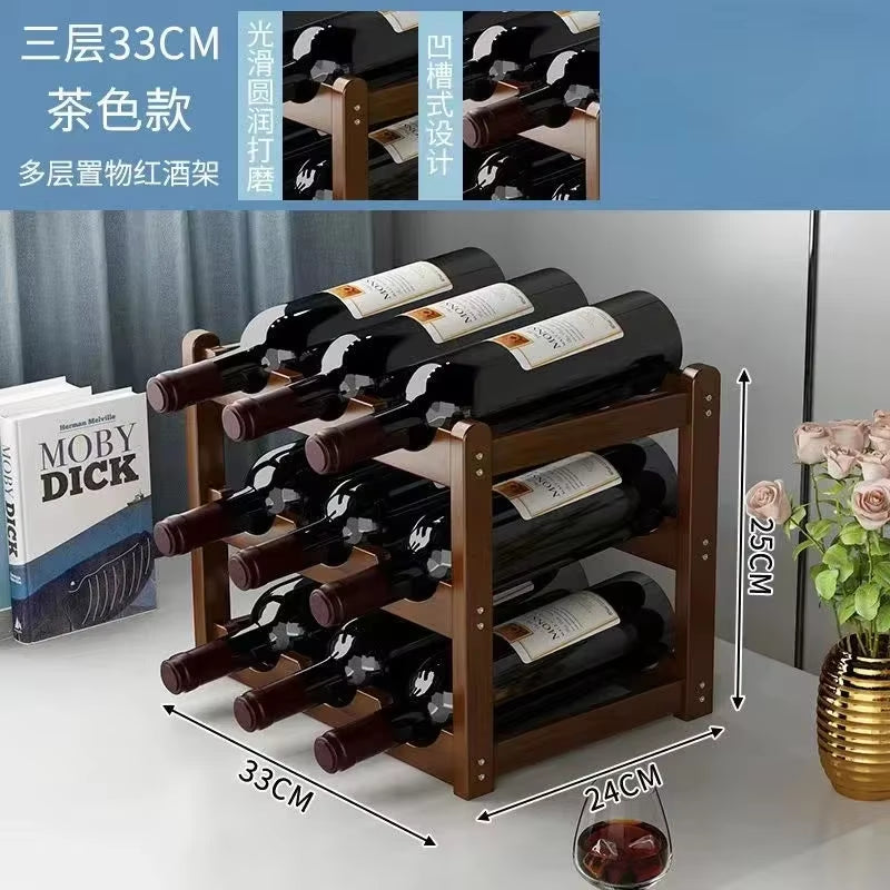 Red Winerack Decoration Household Grid Wine Display Rack Table Creative Winebottle Rack Simple Wine Cabinet Assemble Storagerack
