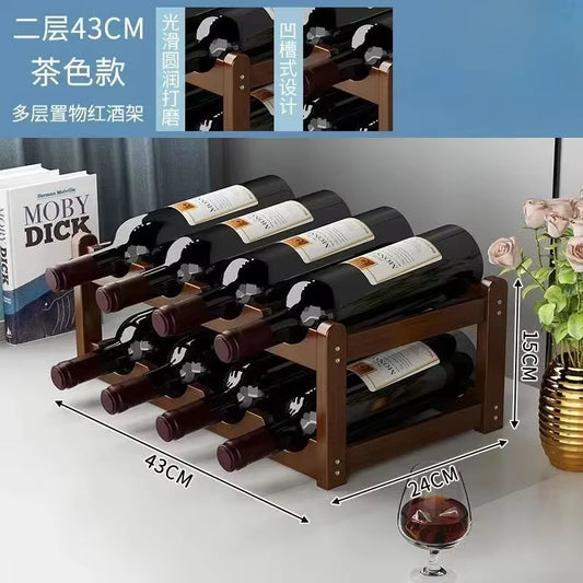 Red Winerack Decoration Household Grid Wine Display Rack Table Creative Winebottle Rack Simple Wine Cabinet Assemble Storagerack