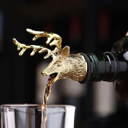 Deer Head Wine Mouth Deer Head Wine Guide Pour Wine Stopper Zinc Alloy Wine Stopper Bartender Tool Wine Accessories