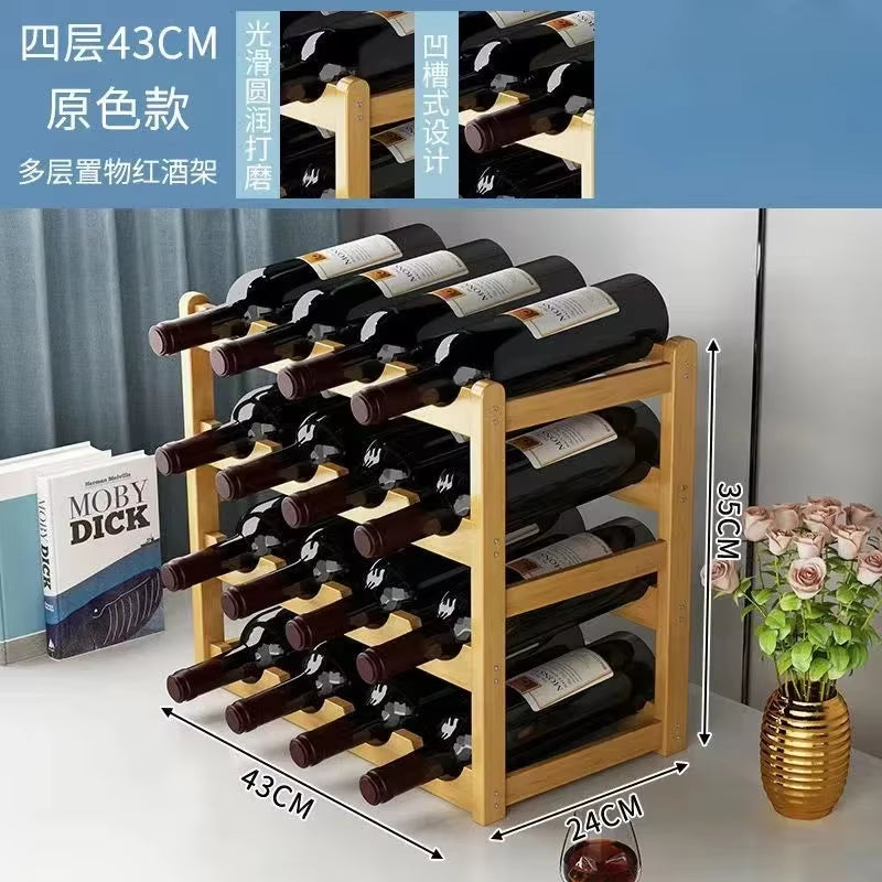 Red Winerack Decoration Household Grid Wine Display Rack Table Creative Winebottle Rack Simple Wine Cabinet Assemble Storagerack