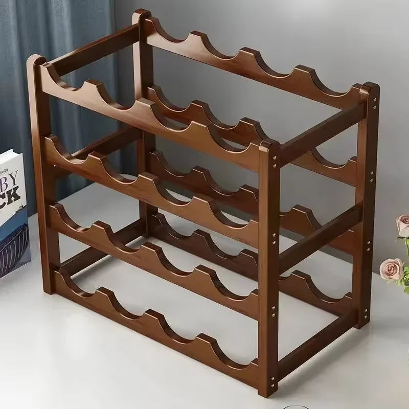 Red Winerack Decoration Household Grid Wine Display Rack Table Creative Winebottle Rack Simple Wine Cabinet Assemble Storagerack