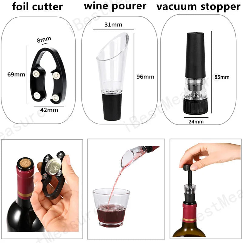 3Pcs Wine Accessories Set Includes Foil Cutter Wine Pourer and Vacuum Wine Stopper for Bottles Bar Accessories Wine Lovers