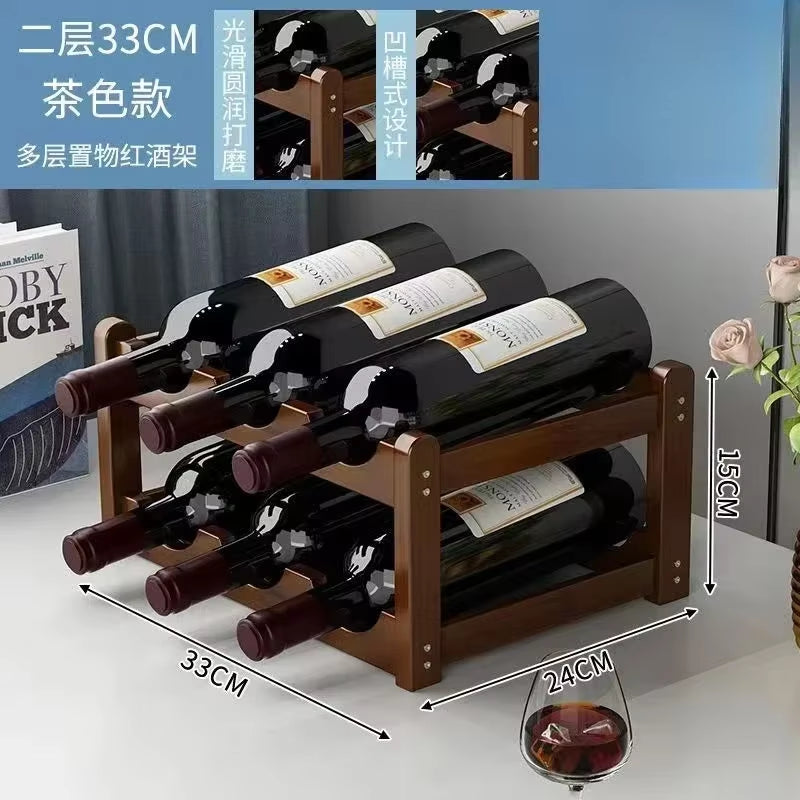 Red Winerack Decoration Household Grid Wine Display Rack Table Creative Winebottle Rack Simple Wine Cabinet Assemble Storagerack