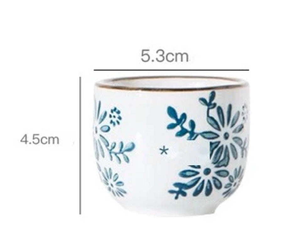 Ceramic Wine Set Japanese Style Clay Blue and White Sake Pot Tea Cup Water Ware Home Kitchen Bar Decoration Supplies Drinkware