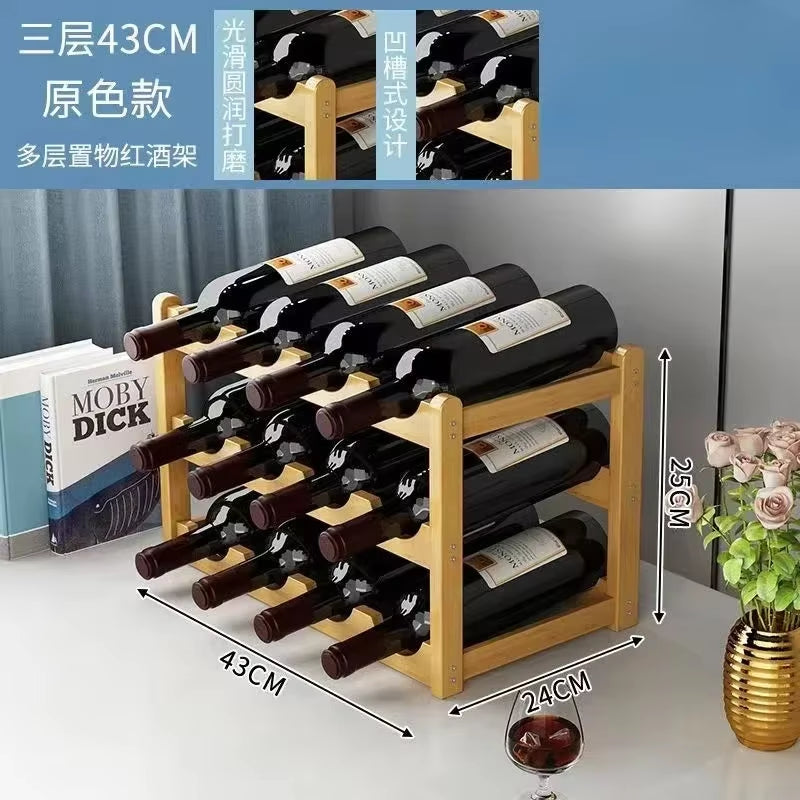 Red Winerack Decoration Household Grid Wine Display Rack Table Creative Winebottle Rack Simple Wine Cabinet Assemble Storagerack