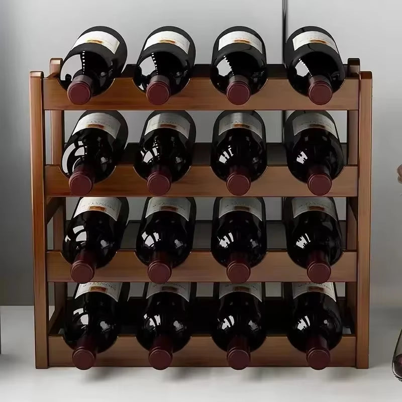Red Winerack Decoration Household Grid Wine Display Rack Table Creative Winebottle Rack Simple Wine Cabinet Assemble Storagerack