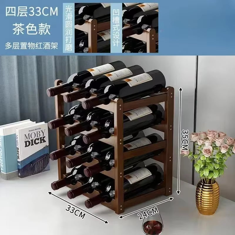 Red Winerack Decoration Household Grid Wine Display Rack Table Creative Winebottle Rack Simple Wine Cabinet Assemble Storagerack