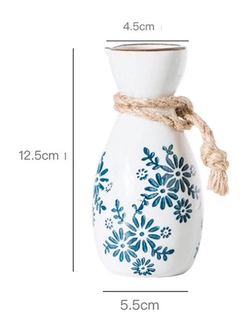 Ceramic Wine Set Japanese Style Clay Blue and White Sake Pot Tea Cup Water Ware Home Kitchen Bar Decoration Supplies Drinkware