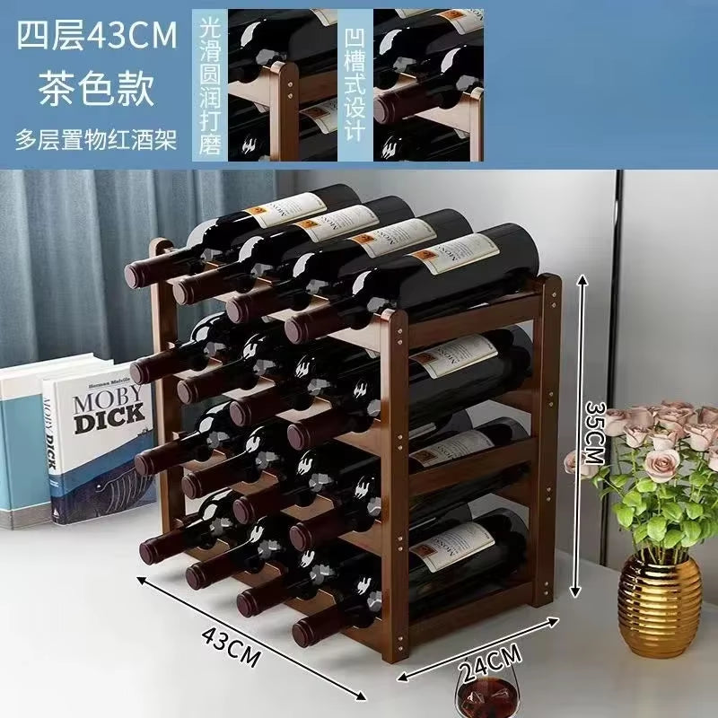 Red Winerack Decoration Household Grid Wine Display Rack Table Creative Winebottle Rack Simple Wine Cabinet Assemble Storagerack