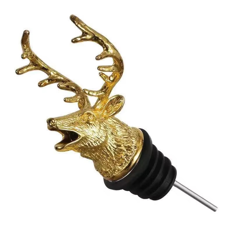 Deer Head Wine Mouth Deer Head Wine Guide Pour Wine Stopper Zinc Alloy Wine Stopper Bartender Tool Wine Accessories