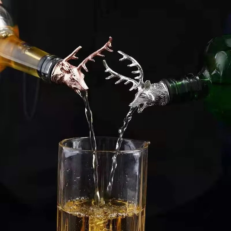 Deer Head Wine Mouth Deer Head Wine Guide Pour Wine Stopper Zinc Alloy Wine Stopper Bartender Tool Wine Accessories