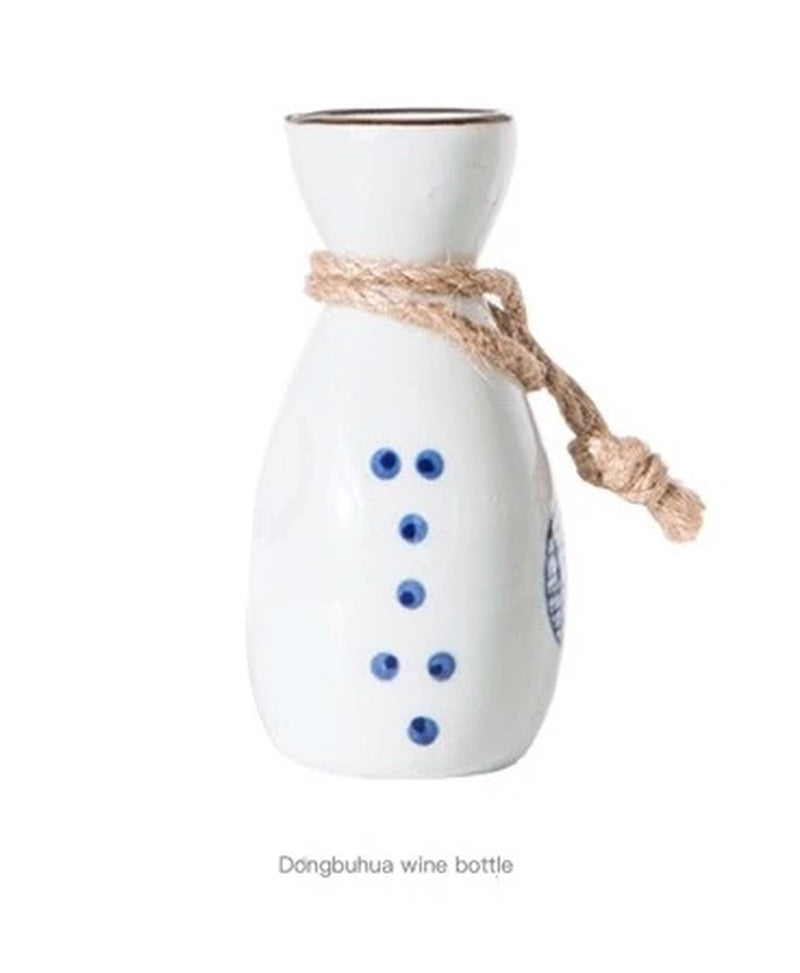 Ceramic Wine Set Japanese Style Clay Blue and White Sake Pot Tea Cup Water Ware Home Kitchen Bar Decoration Supplies Drinkware