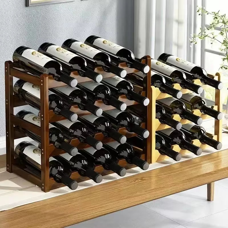 Red Winerack Decoration Household Grid Wine Display Rack Table Creative Winebottle Rack Simple Wine Cabinet Assemble Storagerack