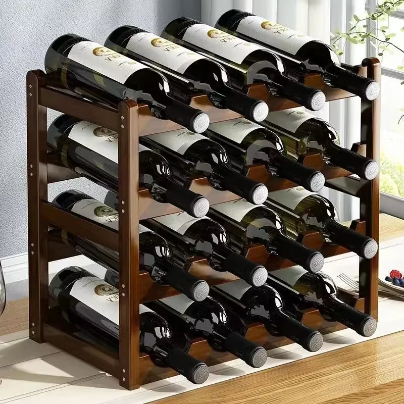 Red Winerack Decoration Household Grid Wine Display Rack Table Creative Winebottle Rack Simple Wine Cabinet Assemble Storagerack